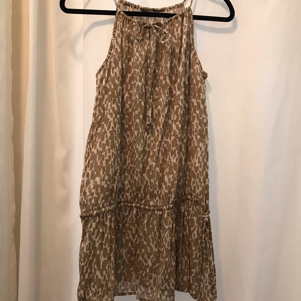 J Crew blouson tie tank top in taupe & white